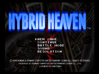 Hybrid Heaven title screen for Nintendo 64